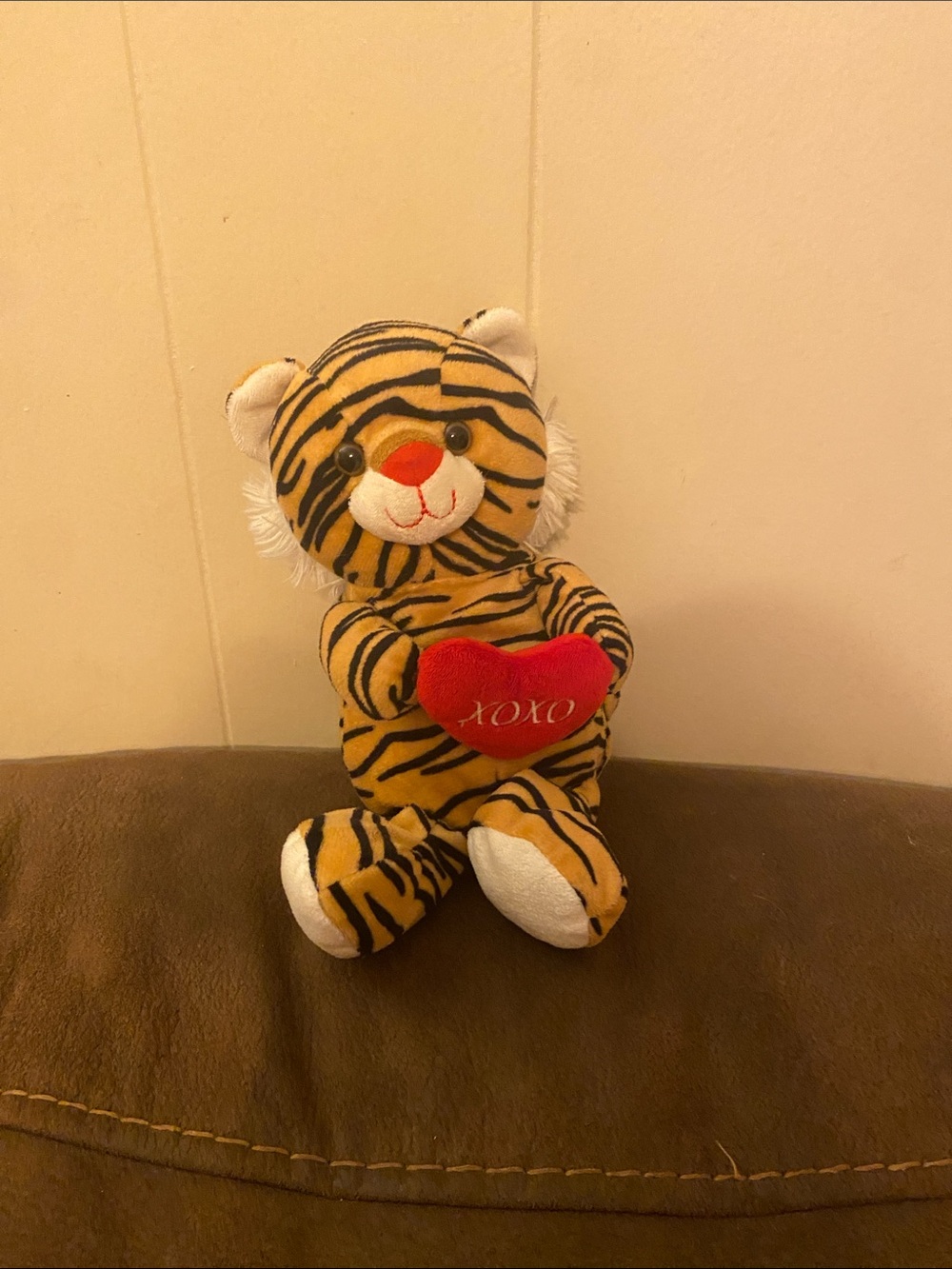 Striped Tiger Plush Toy with Red Heart - Kids Stuffed Animal
